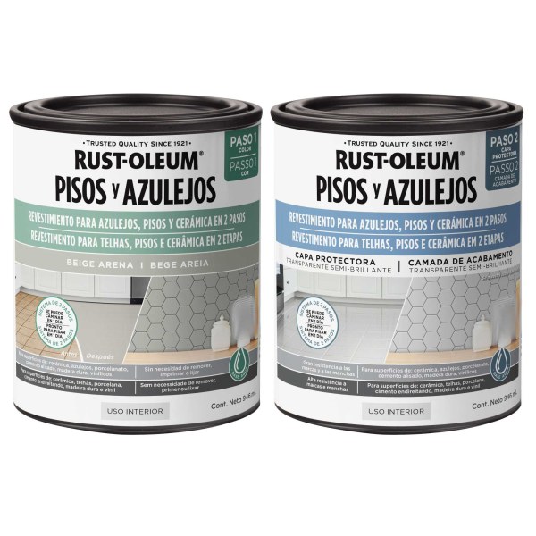 Kit Pintura + Protector Pisos y Azulejos Beige Arena Rust Oleum
