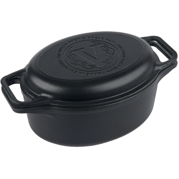 Olla Oval Hierro Curado 5,7lt Tapa Doble Uso Victoria