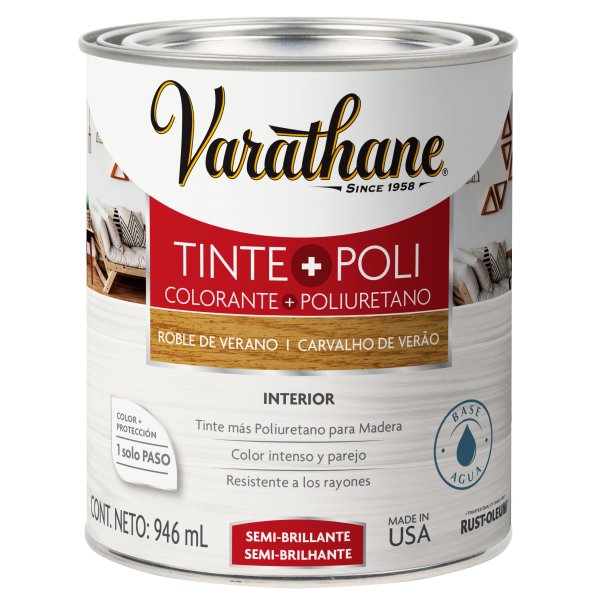 Tinte Para Madera + Poliuretano Roble De Verano Varathane 946ml