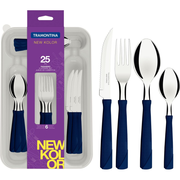 Juego 25 Cubiertos Tramontina New Kolor Azul 23198/175