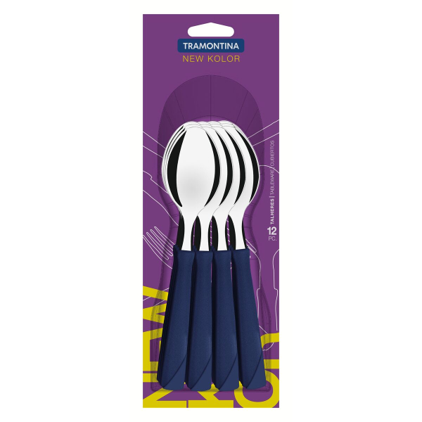 Juego 12 Cucharas De Mesa Tramontina New Kolor Azul 23163/910