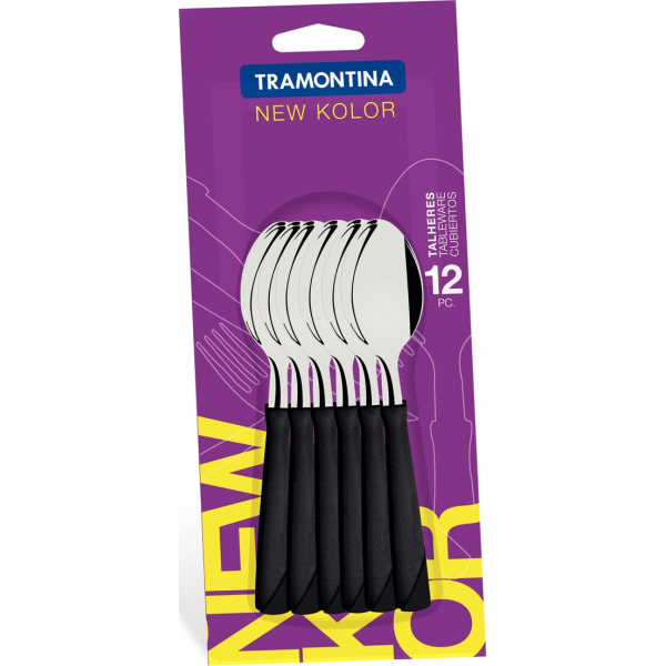 Juego 12 Cucharas De Té Tramontina New Kolor Negro 23167/900