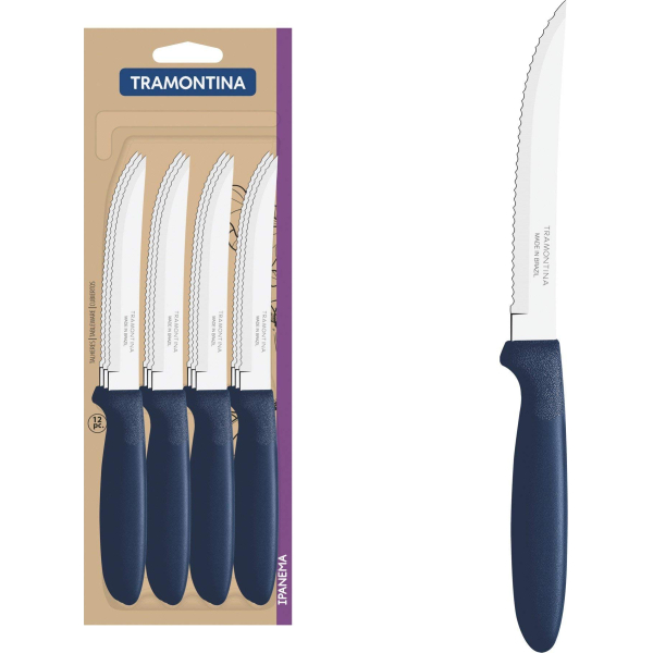 Juego 12 Cuchillos De Asado Tramontina Ipanema Azul 23360/915