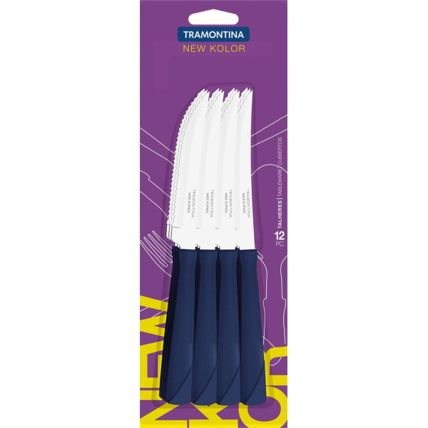 Juego 12 Cuchillos De Asado Tramontina New Kolor Azul 23160/914