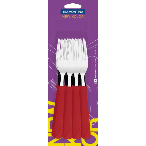 Juego 12 Tenedores De Mesa Tramontina New Kolor Rojo 23162/970