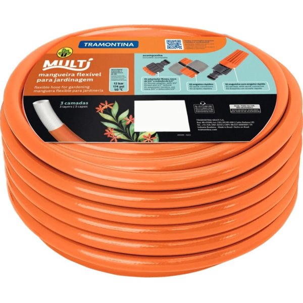Manguera Jardín 1/2" Naranja 20mt Con Accesorios Tramontina 79212/201