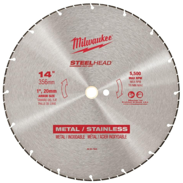 Disco Diamantado 14'' Corte Seco Metal Milwaukee Steelhead 49-93-7840