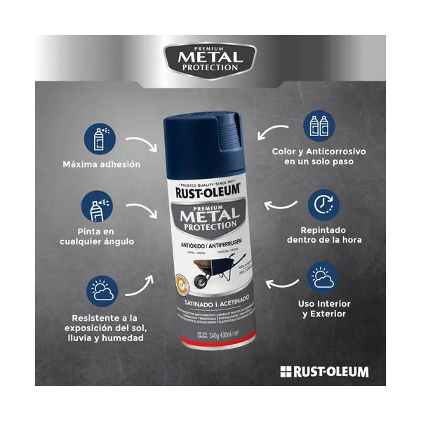 Aerosol Antioxido Rust Oleum Metal Protection Negro 680g