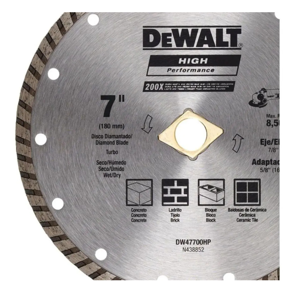 Disco Diamantado DeWalt DW47700HP 180mm Turbo