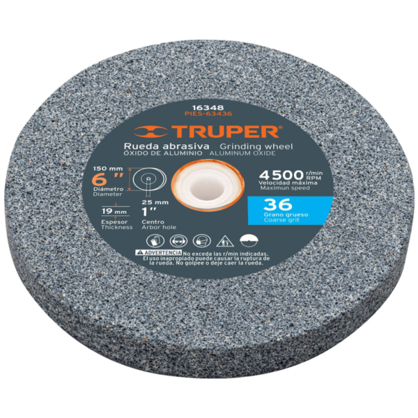 Rueda Recta Amolar 6'' Grano 36 Truper PIES-63436