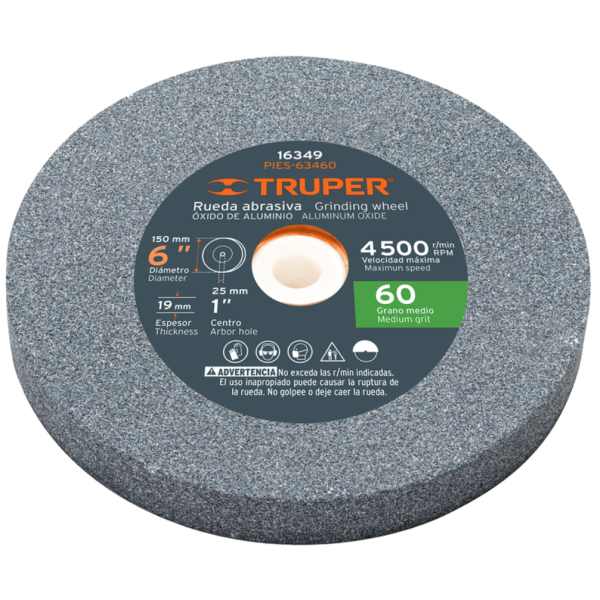 Rueda Recta Amolar 6'' Grano 60 Truper PIES-63460