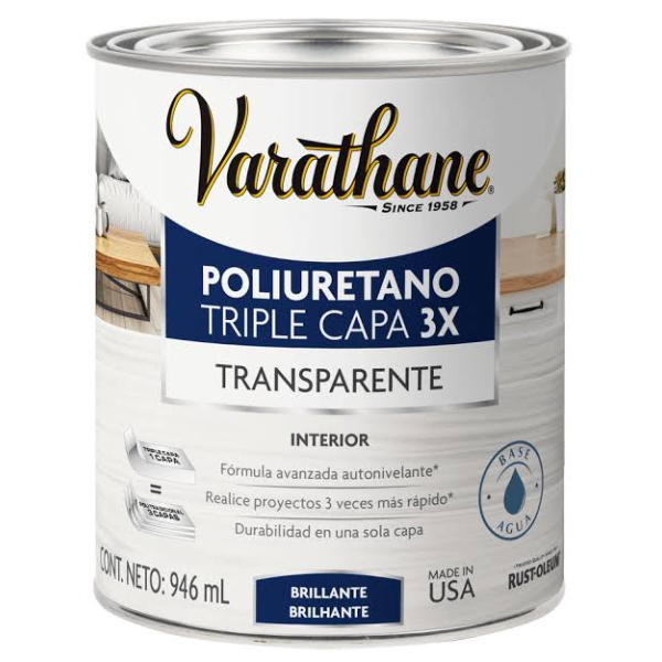 Barniz Poliuretano Triple Capa 3X Brillante 946ml Varathane
