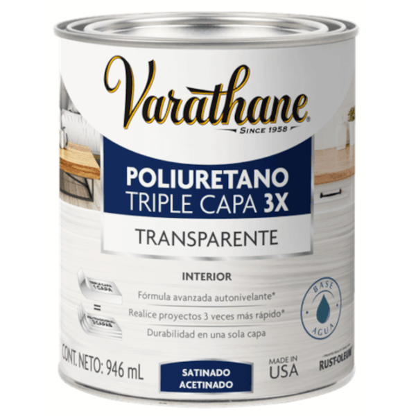 Barniz Poliuretano Triple Capa 3X Satinado 946ml Varathane