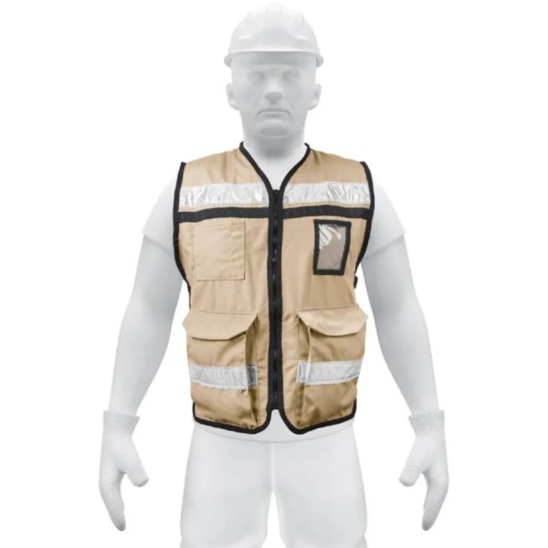 Chaleco Brigadista Beige Reflectivo Truper CHS-900B