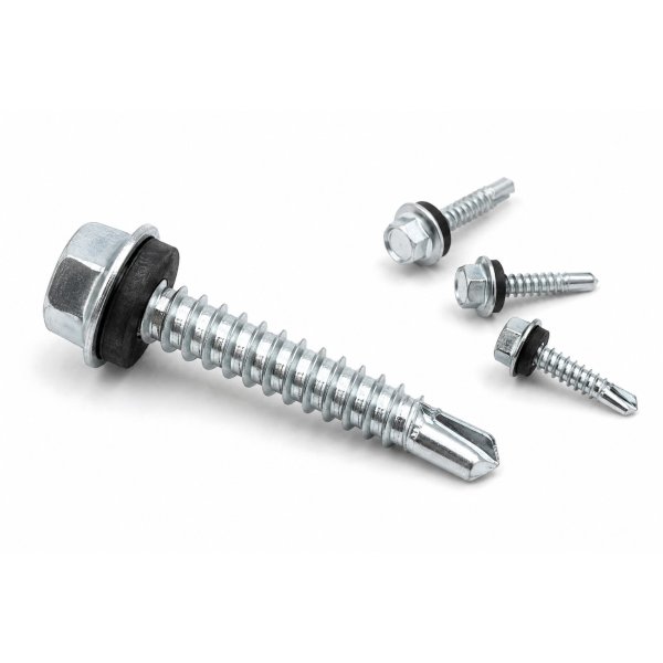 Tornillo Autoperforante Punta Mecha 12 x 1 1/2" con Arandela