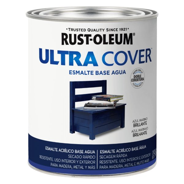 Esmalte Al Agua Azul Marino Brillante Ultra Cover Rust Oleum 946ml