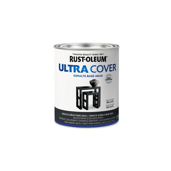 Esmalte Al Agua Gris Oscuro Brillante Ultra Cover Rust Oleum 946ml