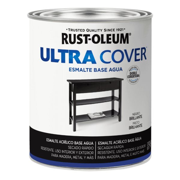Esmalte Al Agua Negro Brillante Ultra Cover Rust Oleum 946ml