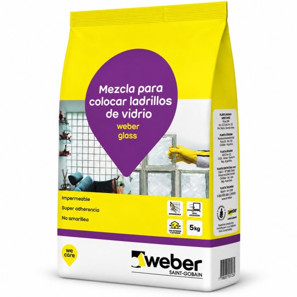 Mezcla Para Colocar Ladrillos De Vidrio Weber Glass 5kg