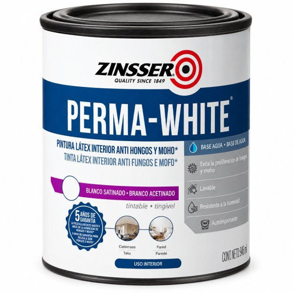 Pintura Látex Interior Cáscara Huevo PERMA WHITE Zinsser 946ml