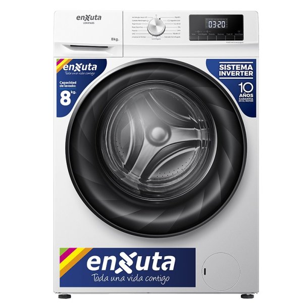 Lavarropa Automático Inverter Carga Frontal 8 kg Blanco Enxuta LENX1685