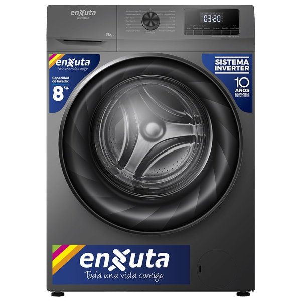 Lavarropa Automático Inverter Carga Frontal 8 kg Titanium Enxuta LENX1685T