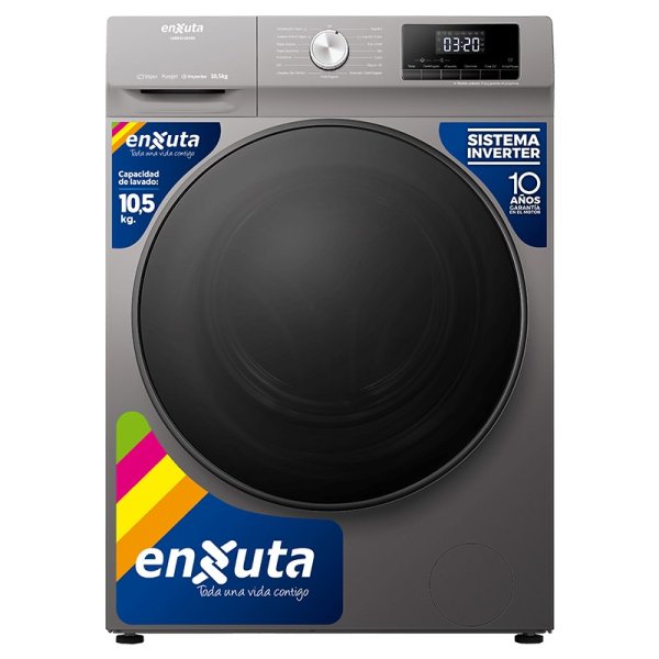 Lavarropa Automático Inverter Carga Frontal 10,5 kg Titanium Enxuta LENX161050S