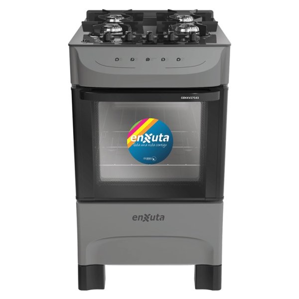 Cocina Supergas 4 Hornallas Titanio, Mesada de Vidrio y Termocupla Enxuta CENXV27543T