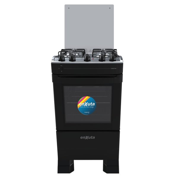 Cocina Supergas 4 Hornallas Negra con Termocupla y Grill Enxuta CENX27542NG-1