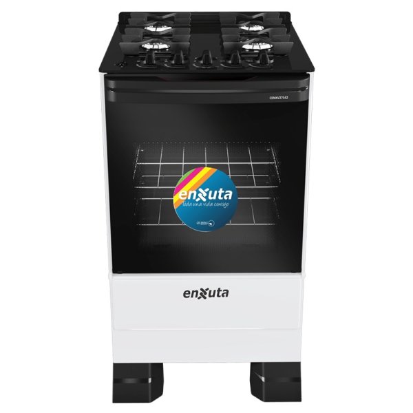 Cocina Supergas 4 Hornallas Blanca, Mesada de Vidrio Enxuta CENXV27542W-1