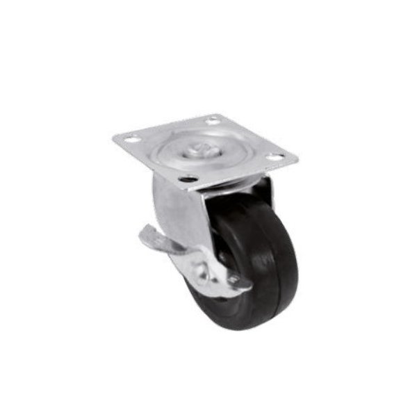 Ruedas de Goma Tipo Plana con Base y Freno 2" BEST VALUE (4 Piezas)