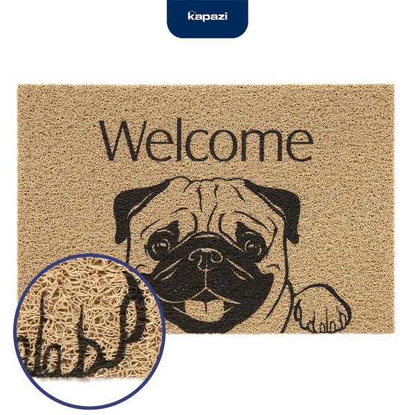 Felpudo Vinil Pet Dog Welcome Pug 60 x 40 cm