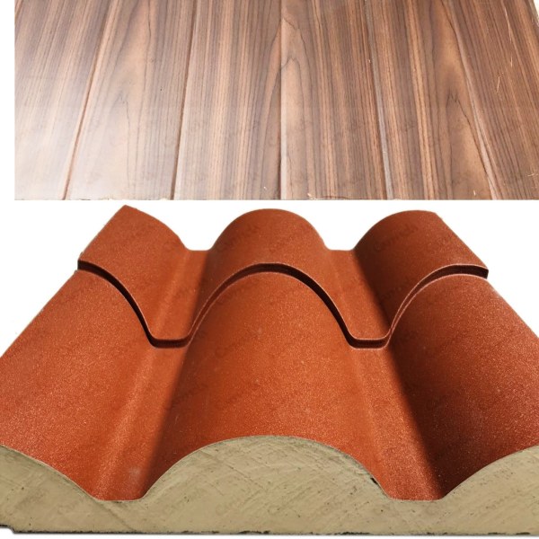 Panel Aislante Tipo Teja con Cielorraso Símil Madera