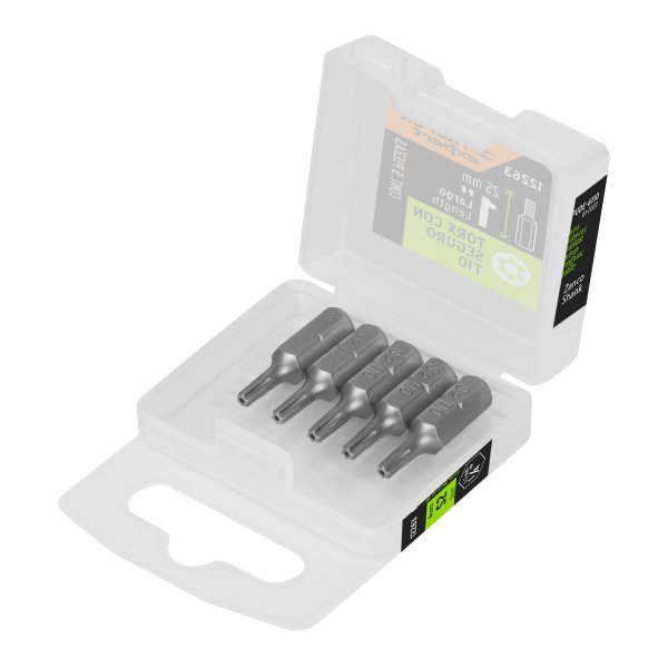Puntas Atornillador Torx Con Seguro T10 x 1'' Truper PUDE-6110 Estuche x 5 