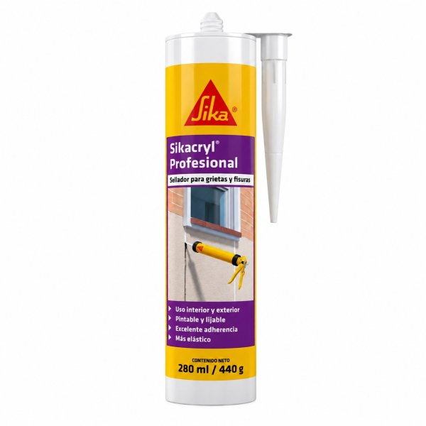 Sellador Acrílico para Grietas Sikacryl Profesional Sika 280 ml