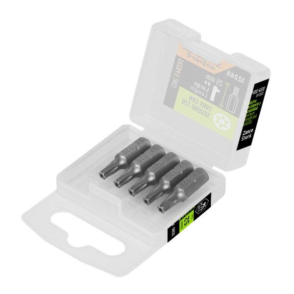 Puntas Atornillador Torx Con Seguro T20 x 1'' Truper PUDE-6120 Estuche x 5 