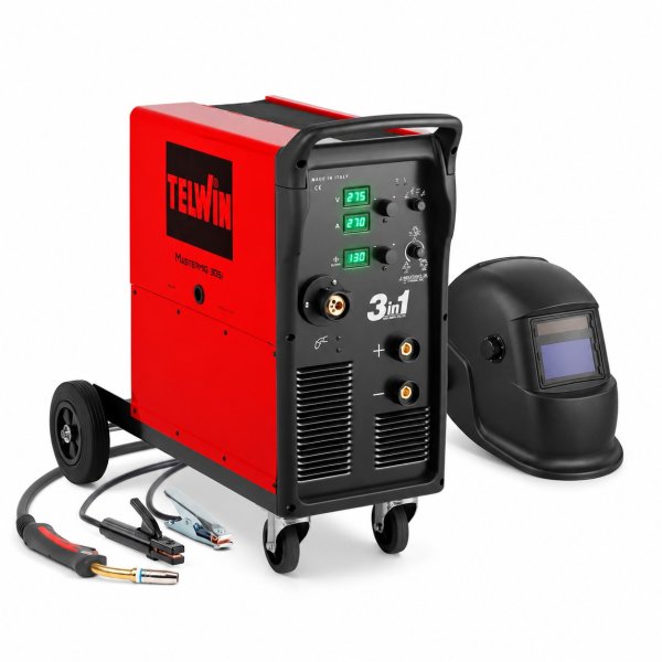 Soldadora Inverter MIG MMA TIG 270 A Trifásica Telwin Mastermig 305i con accesorios y Careta Fotosensible