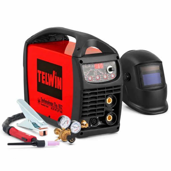 Soldadora Inverter TIG MMA 180 A AC/DC Telwin Technology TIG 182 con accesorios TIG y Careta Fotosensible