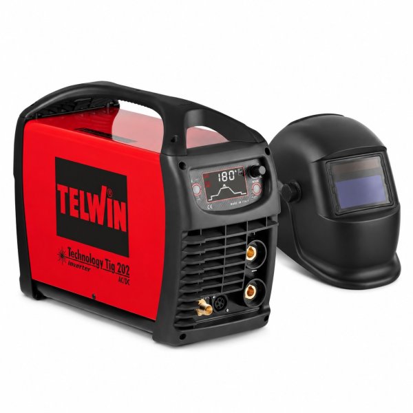 Soldadora Inverter TIG MMA 180 A AC/DC Telwin Technology TIG 202 con accesorios TIG y Careta Fotosensible
