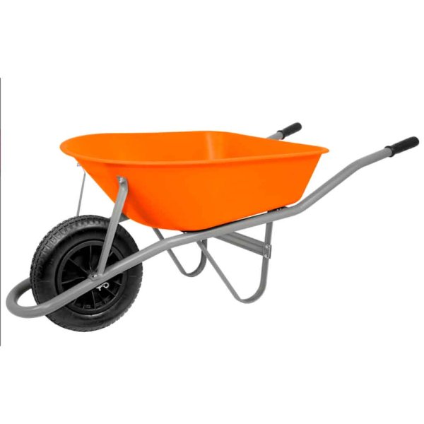 Carretilla plástica naranja 55 L con rueda inflable Tramontina 77717/431