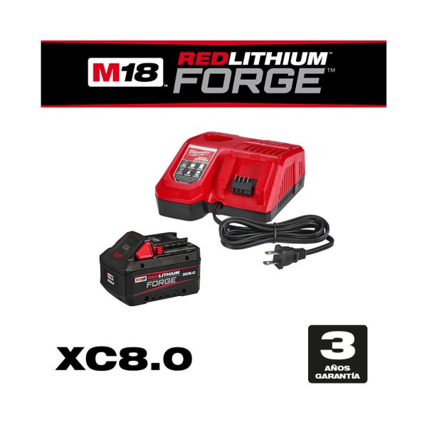 Cargador rápido + batería FORGE 8,0 Ah Milwaukee 485859