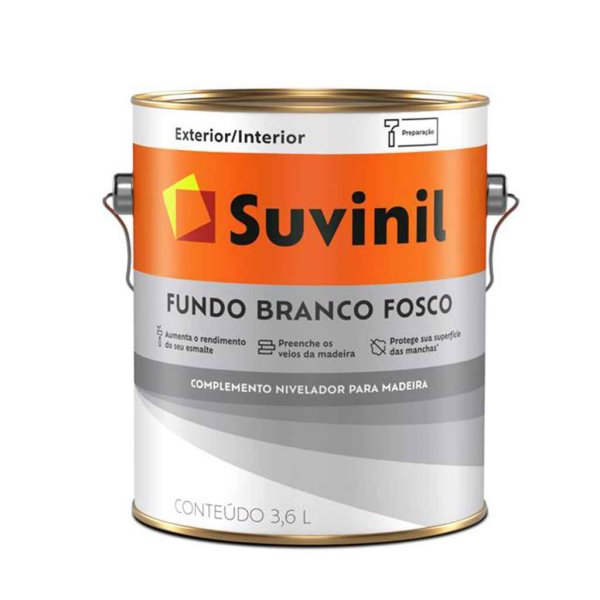 Fondo sintético Suvinil blanco mate para madera, interior y exterior, 3,6 L