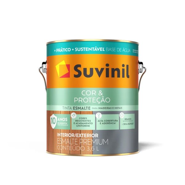 Suvinil 3,6 L Esmalte Al Agua Color y Protección Negro Mate