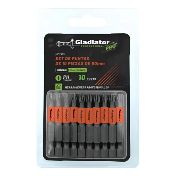 Set de 10 Puntas Phillips Profesional Gladiator SPP810