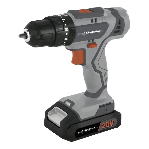 Taladro Percutor a Batería 20 V 13 mm 40 N·m con Batería 1,5 Ah y Cargador Gladiator TPG613/1/20C1
