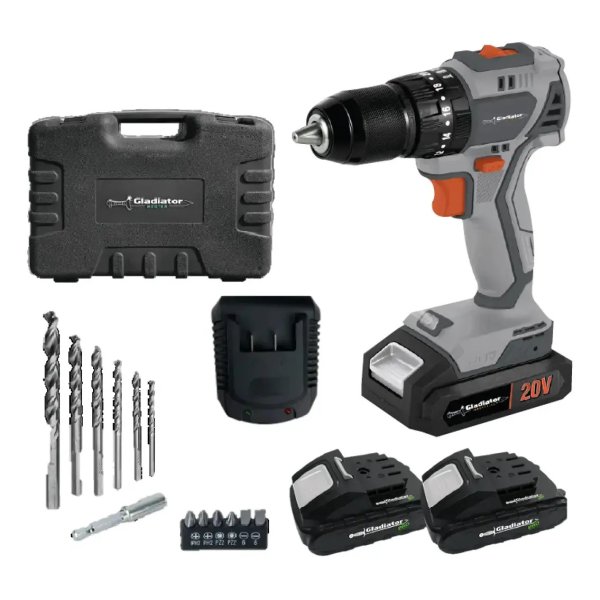 Taladro Percutor a Batería 20 V 13 mm Brushless con Batería 1,5 Ah y Cargador en Kit Gladiator TPG813/20K2