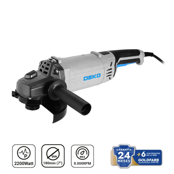 Amoladora Angular 7 Pulgadas 2200 W Deko DKAG180XP220
