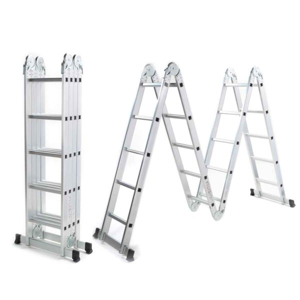 Escalera De Aluminio Convertible 20 Escalones 5.70m Goldex