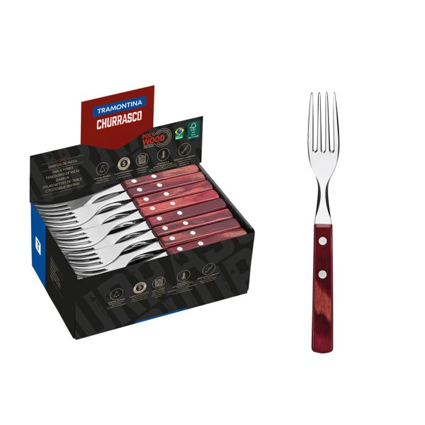 Tenedores De Mesa Display 60Pz. Polywood Rojo Tramontina 21198/718