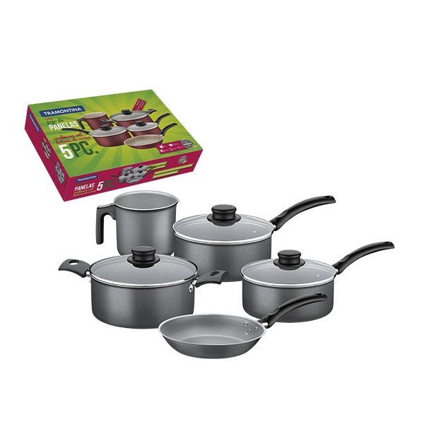Batería De Cocina 5Pz. Starflon Turim Negro Tramontina 20298/661